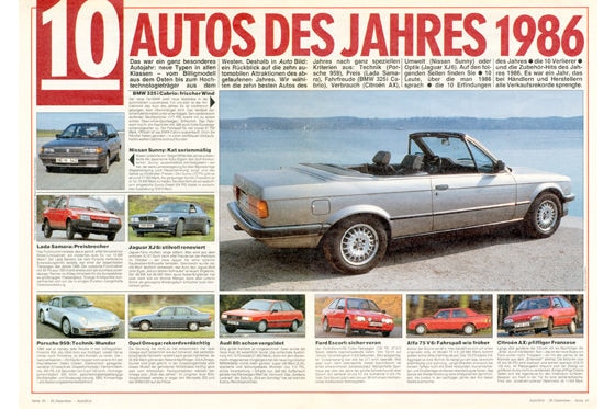 Autos des Jahres 1986