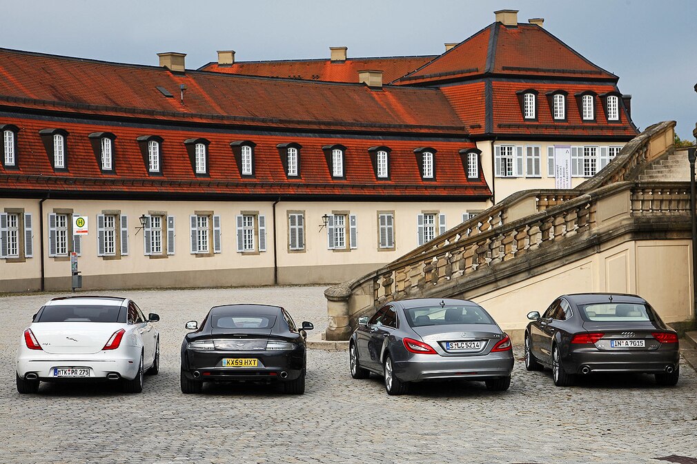 Jaguar XJ Audi A7 Aston Martin Rapide Mercedes CLS