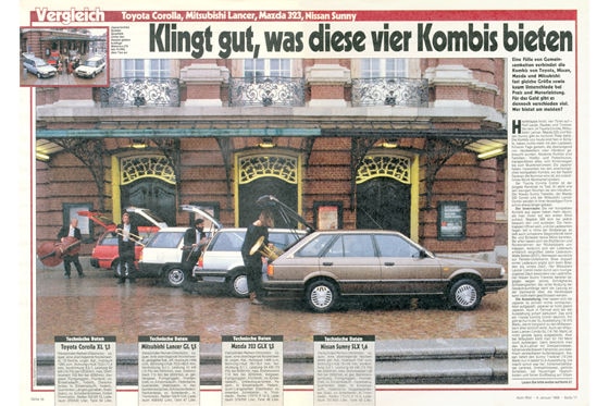 Toyota Corolla Mitsubishi Lancer Mazda 323 Nissan Sunny