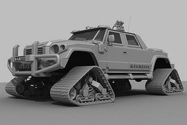 Dartz Kegresse Kettenfahrzeug 3 D-Animation
