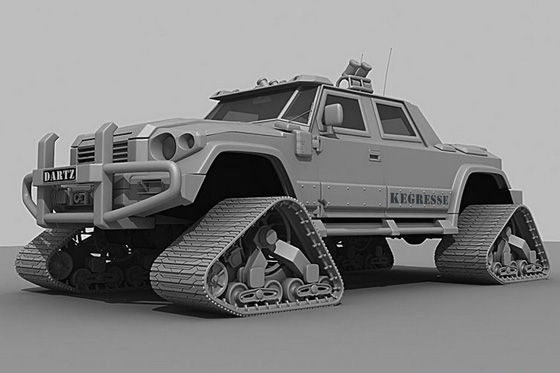 Dartz Kegresse Kettenfahrzeug 3 D-Animation