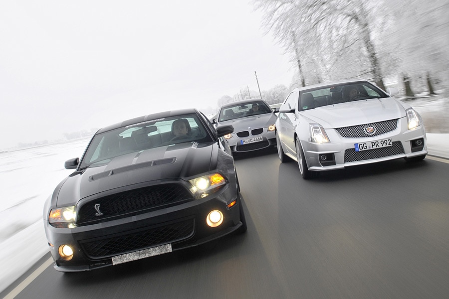BMW M3 Coupé Cadillac CTS-V Coupé Ford Shelby GT 500 Vergleich drei sportliche Coupés