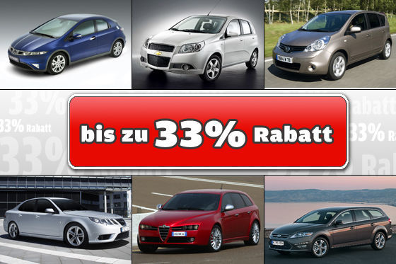 Neuwagen-Rabatte bis 33 Prozent