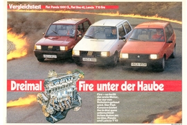 Fiat Panda 1000 CL, Fiat Uno 34, Lancia Y10 fire