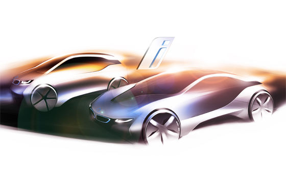 BMW i3 und i8: Konkreteres Bildmaterial gibt es noch nicht von den beiden Neuen.