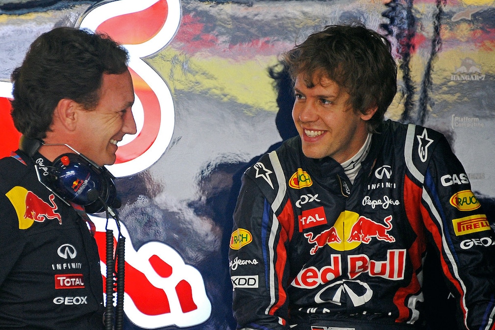 Sebastian Vettel (rechts), Christian Horner