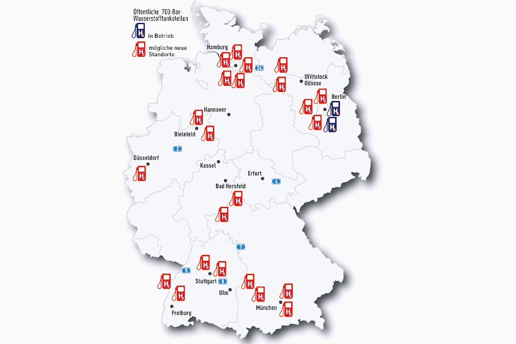 Wasserstofftankstellen in Deutschland Wasserstofftankstellen in Deutschland