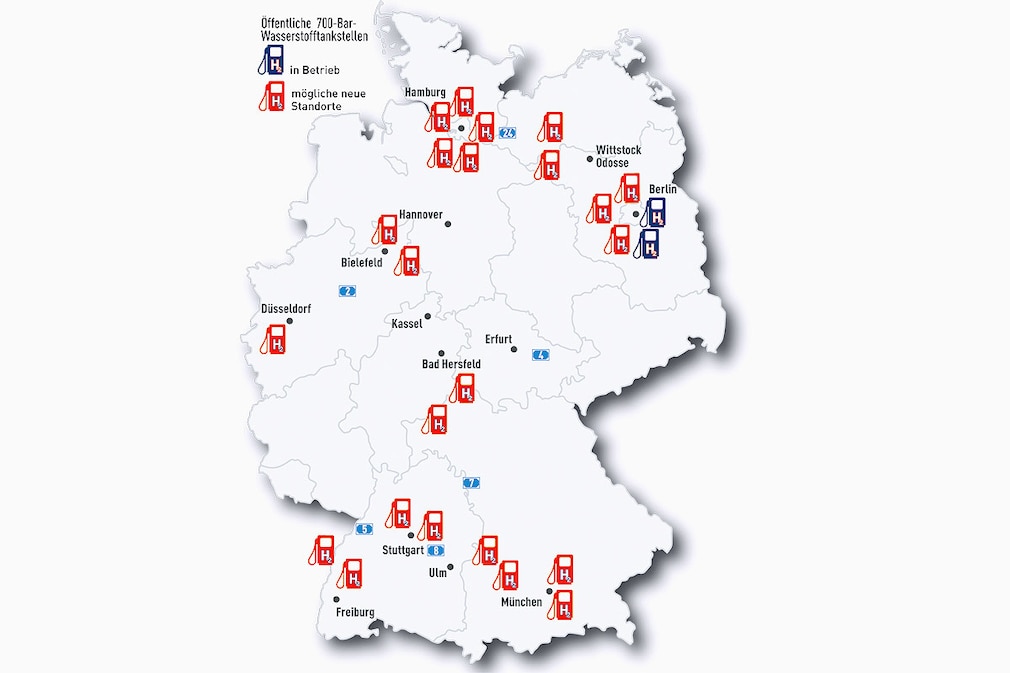 Wasserstofftankstellen in Deutschland