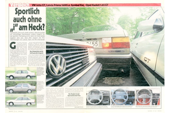VW Jetta GT Lancia Prisma 1600 i.e. Opel Kadett 1.6S GT