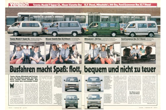 Toyota Model F Super GL Nissan Vanette Bus SLX Diesel Mitsubishi L 300 Bus Ford Econovan Bus XLT Diesel