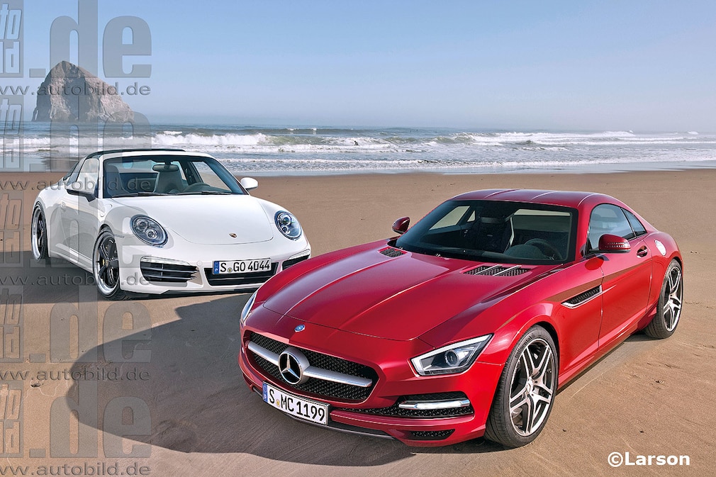 Mercedes SLC Porsche 911 Illustration