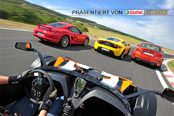 Vergleich Artega GT BMW 1er M Coupé KTM X-Bow R Porsche Cayman R