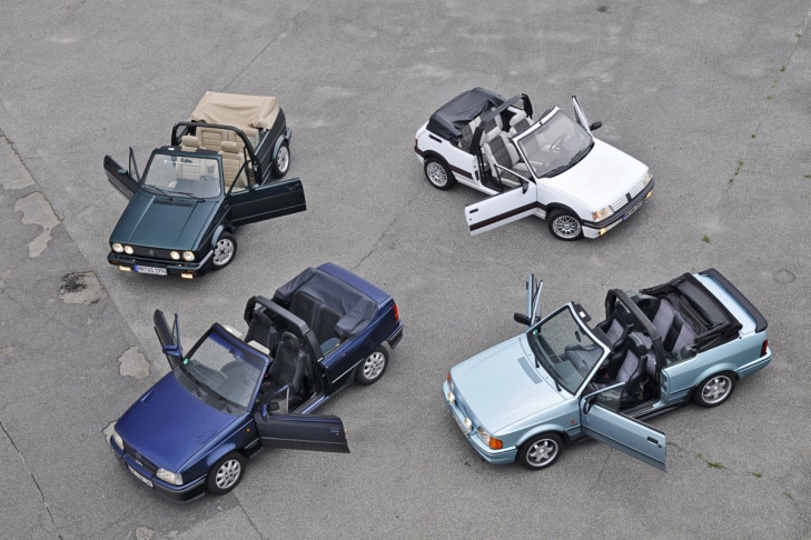 VW Golf Cabriolet 1.8 Opel Kadett GSi Cabriolet Peugeot 205 CTI Ford Escort XR3i Cabriolet