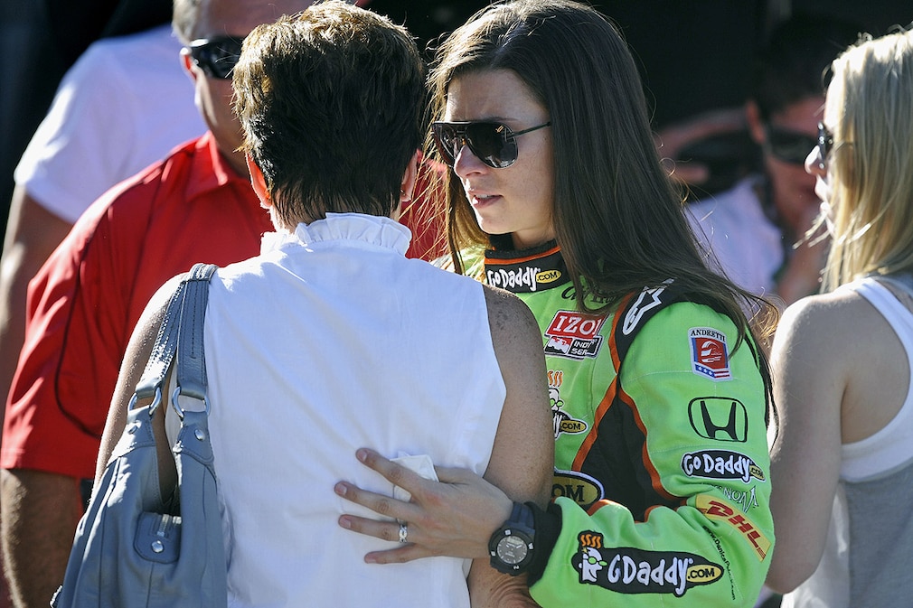 Danica Patrick Andretti Autosport in tears during a tribute parade for the passing of driver Dan Wheldon after being involved in a multiple car crash