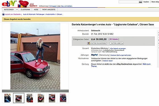 Ebay-Auktion von Daniela Katzenberger