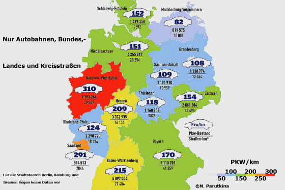 Grafik: So voll sind Deutschlands Straßen