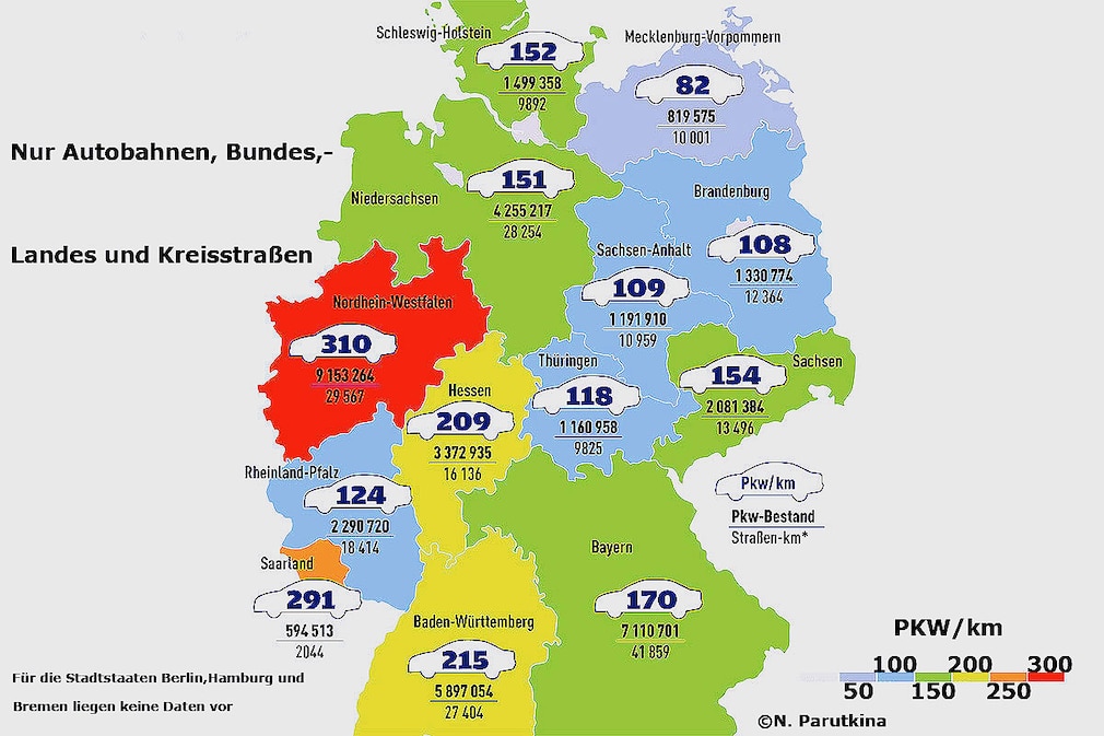 Grafik: So voll sind Deutschlands Straßen