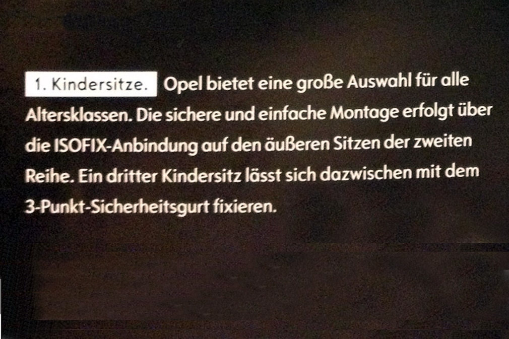 Prospektausschnitt aus Opel Zafira Tourer