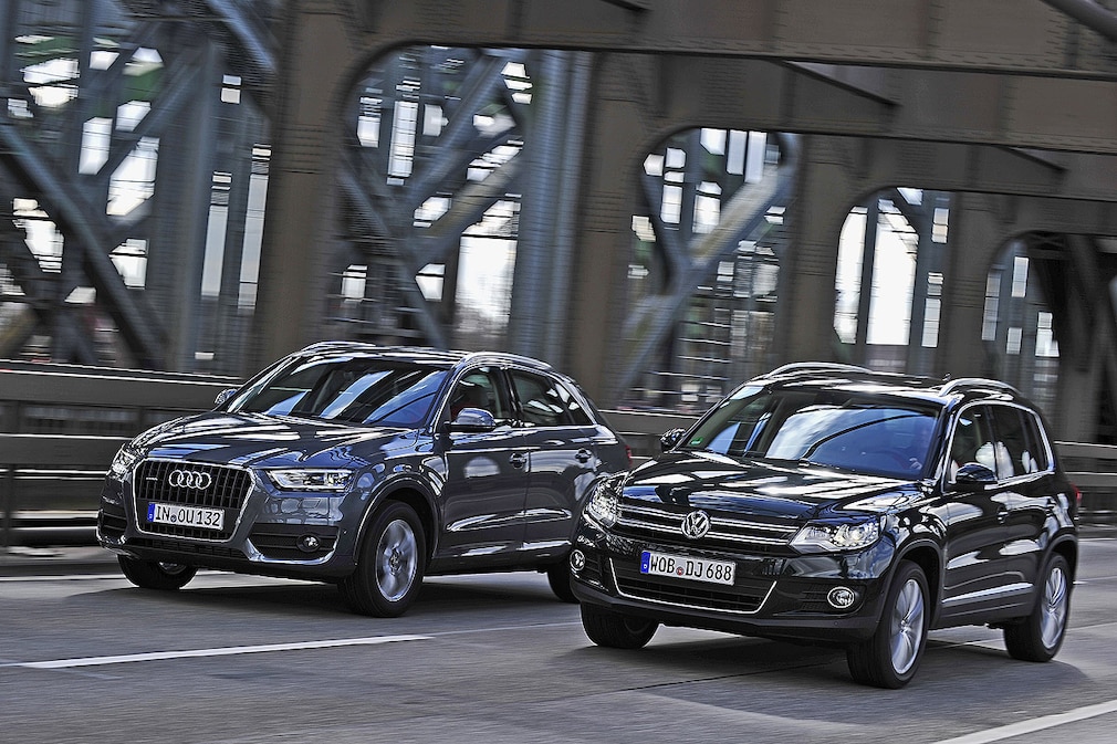 Audi Q3 2.0 TFSI quattro S tronic und VW Tiguan 2.0 TSI 4Motion DSG Sport & Style Erster Vergleich der SUV- Brüder