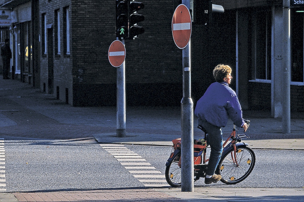 Radfahrer in Einbahnstraße