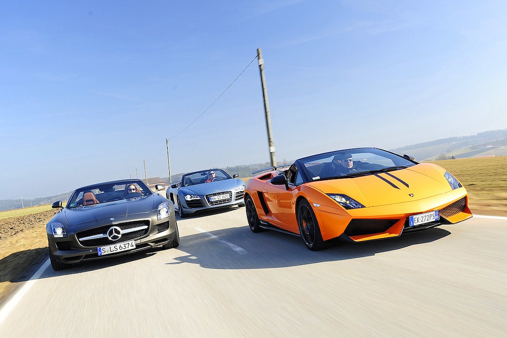 Lamborghini Gallardo Spyder Performante Mercedes SLS AMG Roadster Audi R8 GT Spyder