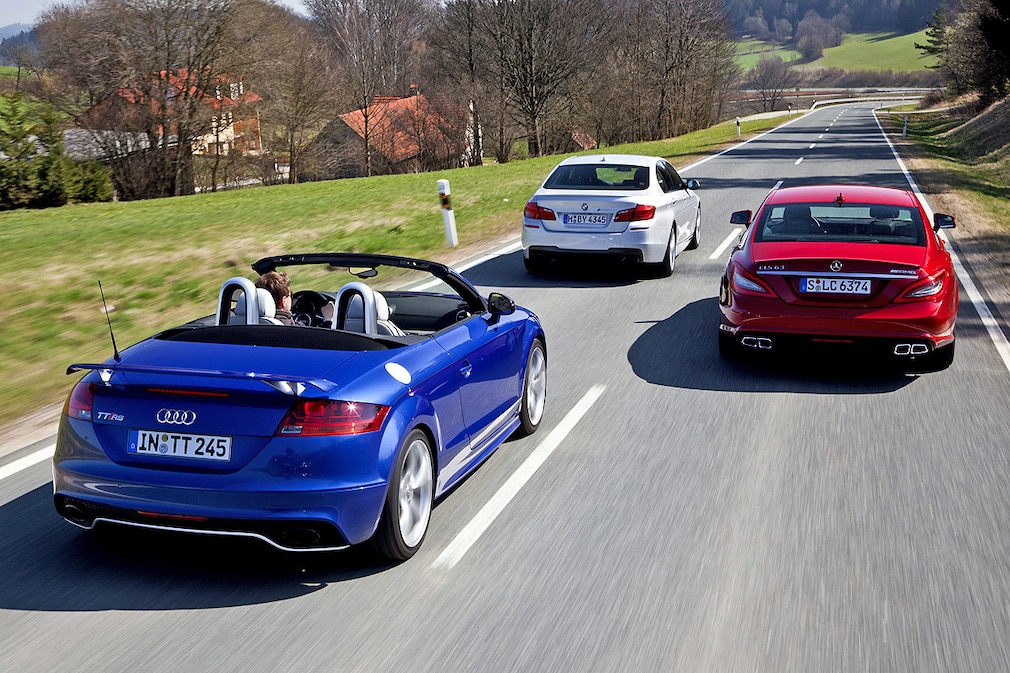 Audi TT RS Plus Roadster, BMW M550d xDrive, Mercedes CLS 63 AMG