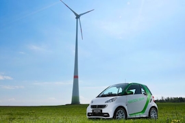 Smart ed vor Windrad